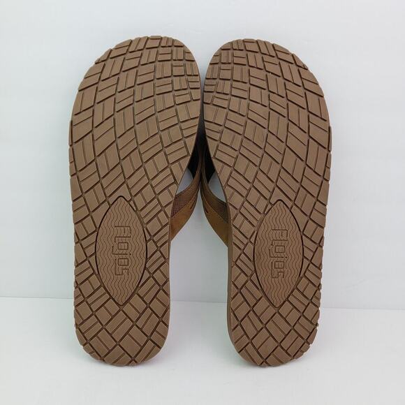 Flojos Mens Size 13 Tan Brown Slip On Casual Memory Foam Thong Flip Flop Sandals - Picture 8 of 12